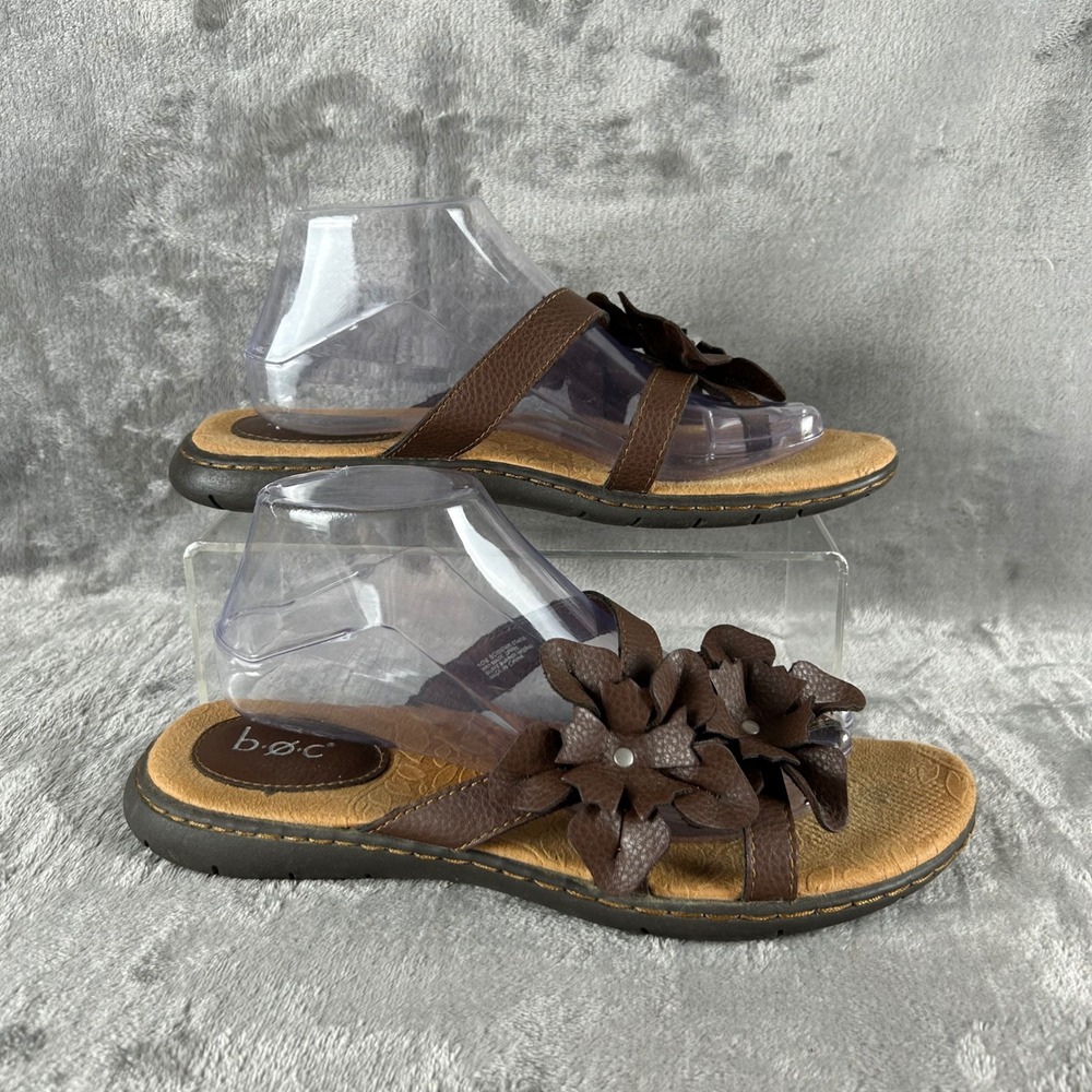 b.o.c. Born Concept Brown Floral Slide Sandals BC0007406 Womens 10